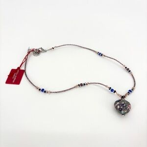 Antica Murrina Venezia Murano Glass Beaded Necklace‎ Heart Rhinestone NIB